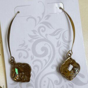 Gold-Tone Dangle Earrings with Iridescent Gemstone | Modern Boho Jewelry